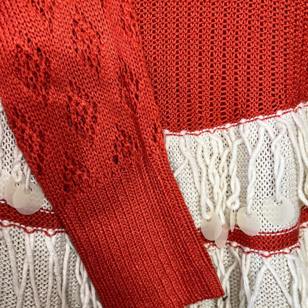 Lulumari Womens Long Sleeve Orange Cardigan Sweater Boho loose knit Disc Sz M - Picture 10 of 11